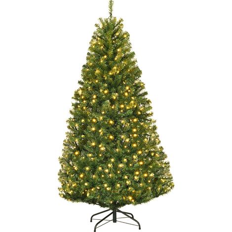 Albero di Natale artificiale in PVC con 150 LED 600 rami supporto in metallo 150cm (1/5)