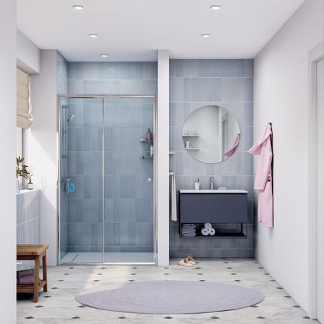 Swiss Aqua Technologies SAT PROJECT Mampara de ducha corredera 120x185cm con perfil cromado brillante (SATPROMUD120CRT)