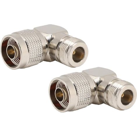Male to N Female Right Angle Connector, RF Coaxial Adapter for Radio Antenna, Wi-Fi LAN Devices, 2 Pieces (1/5)
