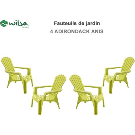 Sessel Adirondack Polypropylenharz Wilsa Garden - Anis - 4 Sessel Adirondack