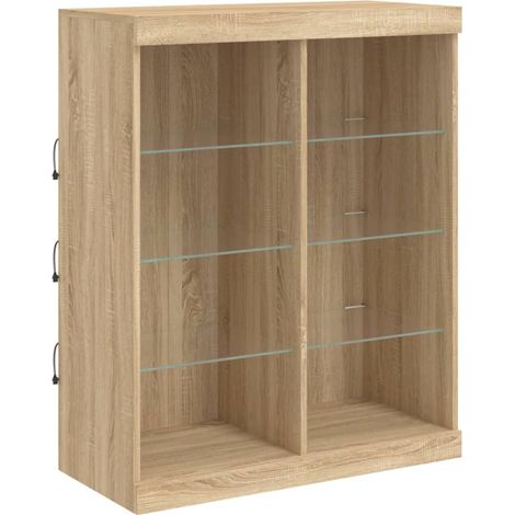 Credenza cassettiera mobile contenitore organizer cucina soggiorno salotto con luci LED sonoma 81 x 37 x 100 cm marrone 020029970