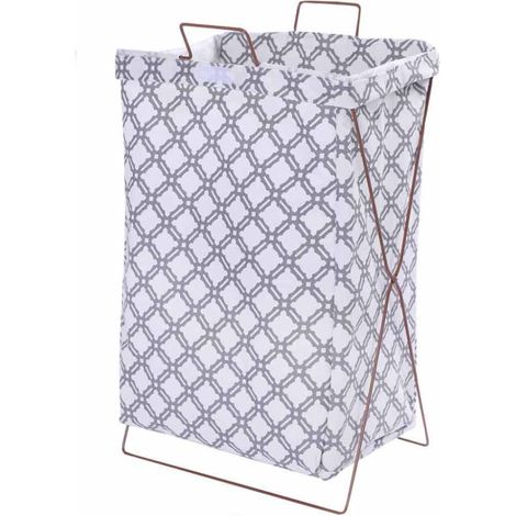 Cesto porta biancheria pieghevole sacca richiudibile per panni sporchi da bagno lavanderia 55x35x25 cm grigio (1/2)