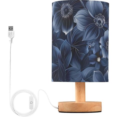 Lampes de table à fleurs bleu marine pour chambre d'enfant (1/5)