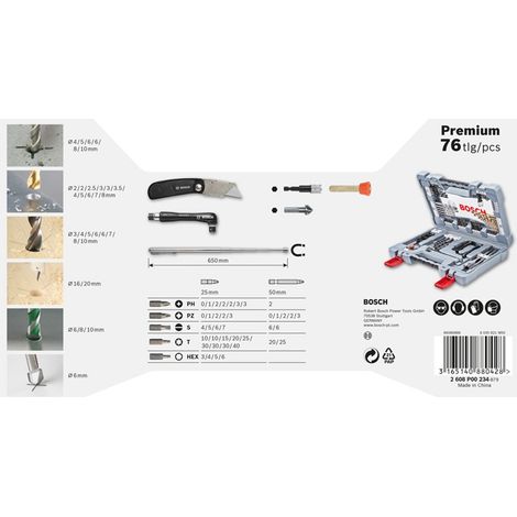Bosch Premium X-Line Bohrer- und Schrauber-Set 76-teilig 2608P00234 im Koffer