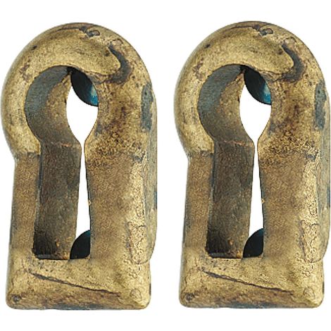 2x Douille de clé en laiton brun patiné à encastrer hauteur 24mm largeur 14mm Fixation de plaquette Entrée de clé Meuble Ancien Rénovation DIY