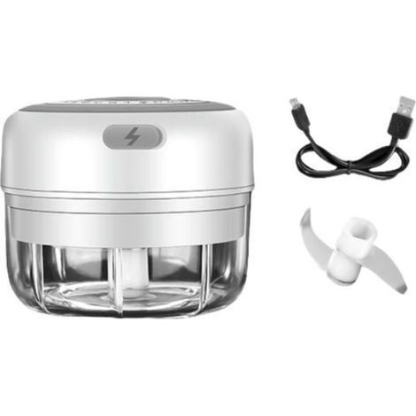 pair Mini presse-ail Électrique, Hachoir électrique avec port USB, Mini robot de cuisine 100 ML, Coupe-légumes électrique multifonction (1/5)