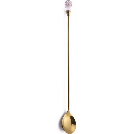 Cuillère À Café - En Acier Inoxydable - Manche Long - Incrustation De Zircon - Pour Café Vin Cocktails Glace - 1 Pièce (1/5)