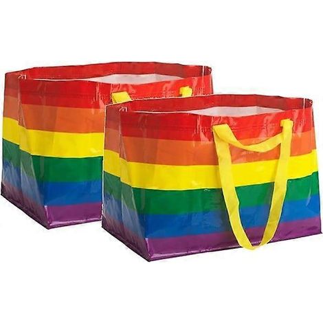 Grands sacs de courses réutilisables de 71 litres aux couleurs de l'arc-en-ciel (lot de deux)