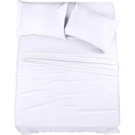 Dreiteiliges Bettwäscheset aus 100 % Baumwollstrick, weich und atmungsaktiv, tiefe Taschen, 145 g/m², weiß