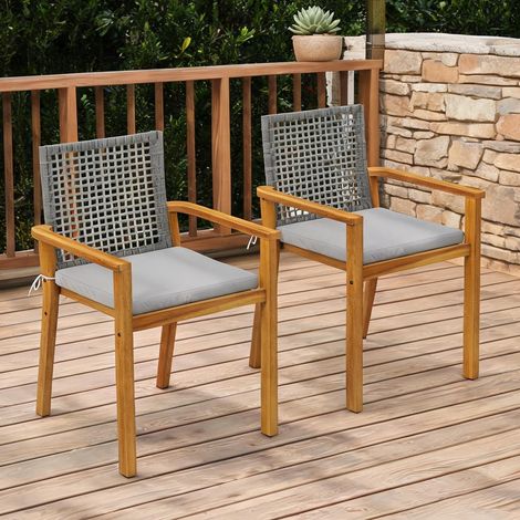Chaise de jardin en madera de Acacia Ratán PE 59 x 55 x 86 cm (1/5)