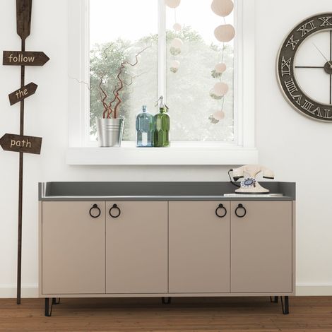 Decortie Dea Console Sideboard Display Unit Table - Mocha Grey / Anthracite Grey (1/4)