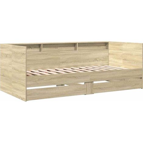 Sofá cama con cajones sin colchón roble Sonoma 90x190 cm vidaXL