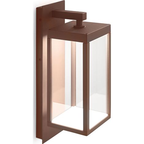 GES772 Applique da parete per esterni in alluminio color marrone, vetro trasparente, LED 13W 4000K 505lm, IP54, Non dimmerabile - Gealuce (1/2)