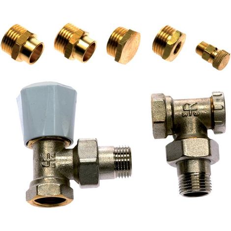 Comap – Kit manuel équerre 1/2" (15x21) – Robinet thermostatisable avec double étanchéité – Raccord de réglage et purgeurs inclus – Fabrication française