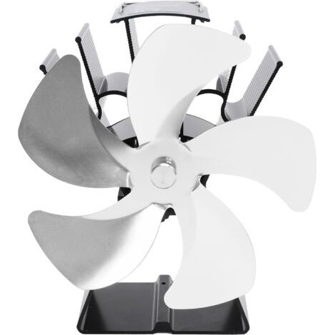 QORVA- Ventilateur de poêle à bois 5 pales cheminée Base trapézoïdale verticale alimenté par la chaleur Circulation chaude Portable thermique pour la maison Camp argent (1/5)