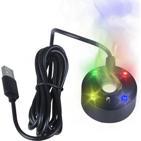 Brumisateur à Ultrasons, Atomiseur Fontaine d'étang, Mini Brumisateur de Réservoir de Poissons 4 Couleur LED USB, avec Protection Contre Le Manque d'eau, pour Les Vacances Halloween (1/5)