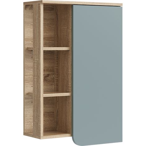 Vicco – Armoire murale de salle de bain 50 x 75 cm – 3 étagères fermées – Panneau de particules 16 mm – Revêtement en mélamine bleu-gris