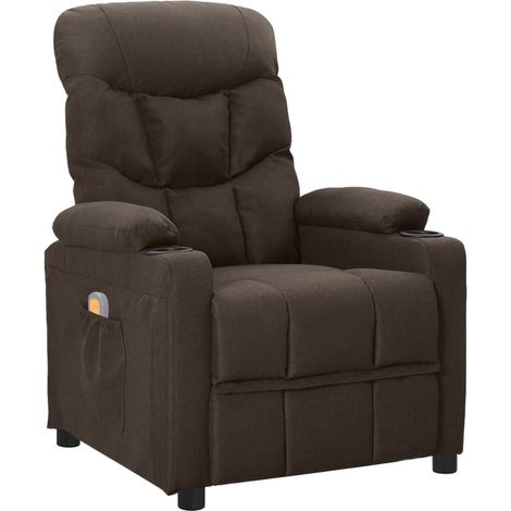 Fauteuil de massage,Fauteuil Relax,Chaise Massage Marron foncé Tissu FNNF320699 (1/5)