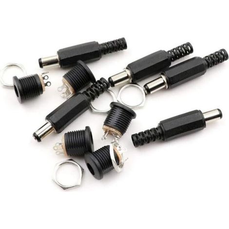 Connecteur 12 V 3 A Mâle-Femelle - Pour Alimentation CC - Montage Panneau - Lot de 5 (1/4)