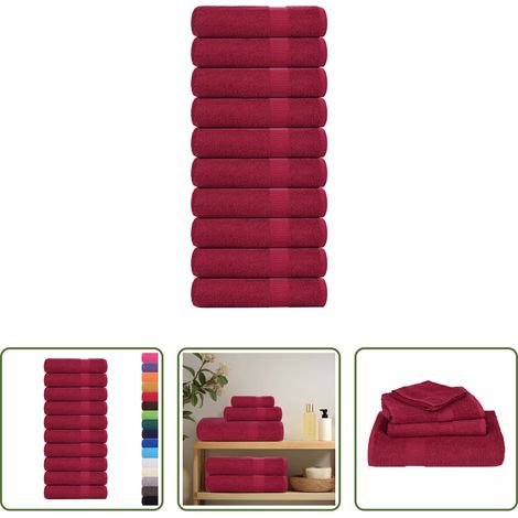 vidaXL Frottiertücher - Badetücher FROGN 10 Stk. Bordeaux 100x150 cm 360 g/m² (1/5)