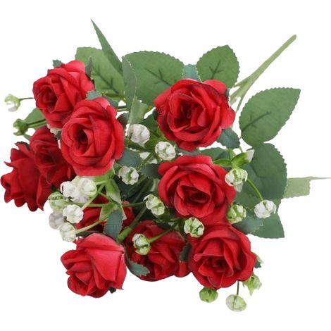 Fleur Artificielle - Rouge - Tête Florale Réaliste - Décoration Intérieure et Événementiel - Lot de 2 Pièces (1/5)
