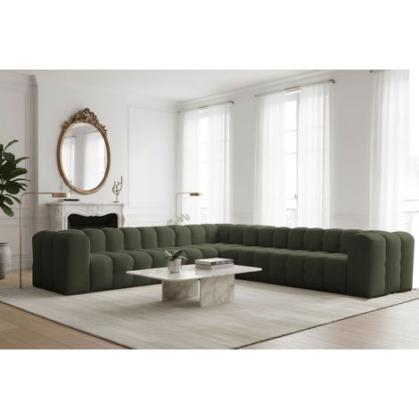 Ecksofa Designersofa SOLVIE XL in Stoff Tiffani Grün Seite Universal