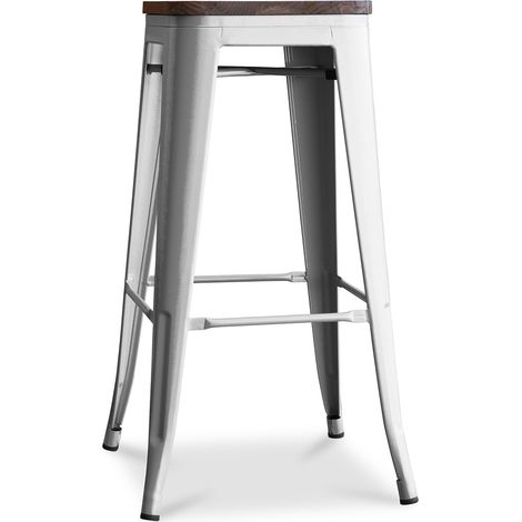 Tabouret de bar - Design industriel - Bois et acier - 76 cm - New Edition- Stylix Acier