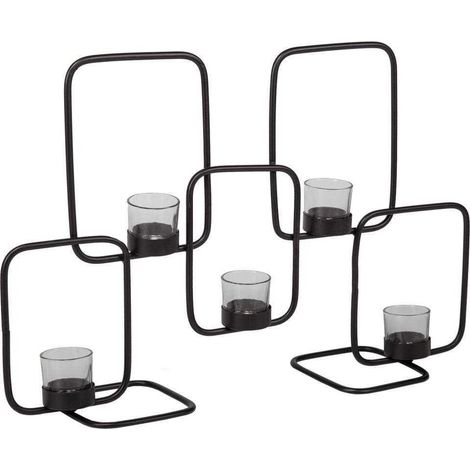 Portavelas de metal envejecido negro 54,5x13x35h cm (1/3)