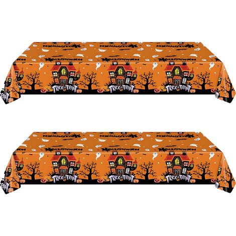 2Pcs Nappe Halloween Orange,137 274cm Grand Citrouille Nappe Rectangulaire,Imperméables,Décorations Fête d'Halloween Enfant,Nappe Plastique Couverture de Table pour Hall-oween Accessoires Décoration (1/3)