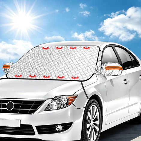 Magnetic Windscreen Cover 160 x 116 cm with 9 Extra Strong Magnets, Sun and Heat Protection, Anti-Frost and Snowproof, Universal Waterproof Cover with Reflective Strips (1/5)