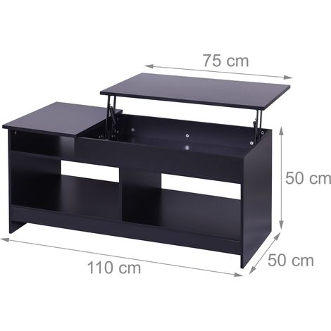 Table basse pliable moderne multifonctionnelle 50 x 110 x 50 cm avec rangement pratique en bois blanc