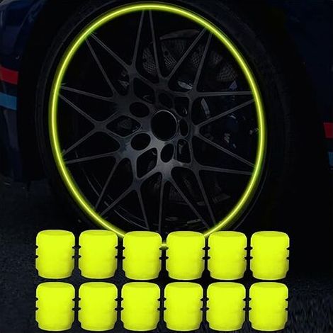 EASYCOMFORT Lot de 12 Bouchons Valve Pneu Voiture Fluorescents, Bouchons de Tige de Valve de Pneu de Voiture Lumineux Universels Capuchon Anti-poussière de Voiture pour Auto, SUV, Moto, Camion (1/5)