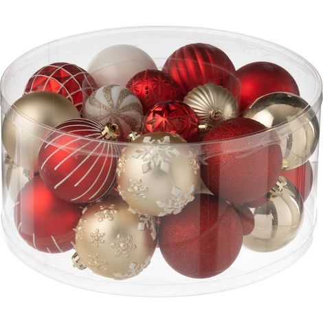 Lot de 30 Boules de Noël "Night" 31cm Rouge & Doré
