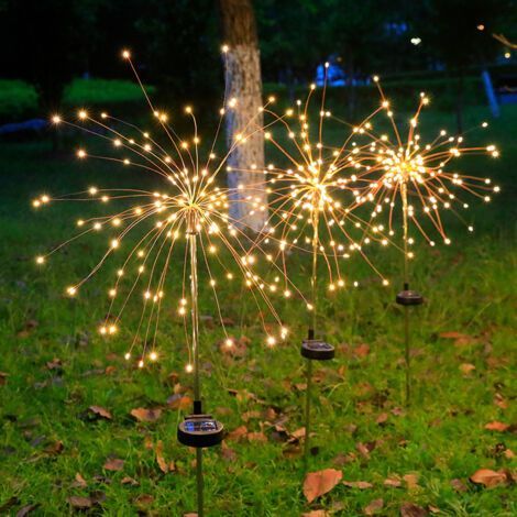 2 Pack 120 LED Solar Fireworks Lights Outdoor, 8 Modes Solar Firefly Lights Outdoor Waterproof Copper Wire Starburst Lights (Multicolor) (1/4)