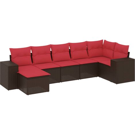 Maison Exclusive - 7-teiliges Gartensofa-Set mit Kissen, braun, P
