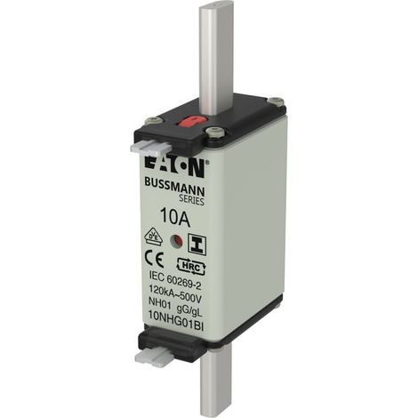 Eaton Sicherungseinsatz, Niederspannung, 10 A, AC 500 V, NH01, gL/gG, IEC, Doppelkennmelder, isolierte Grifflaschen, 10NHG01BI