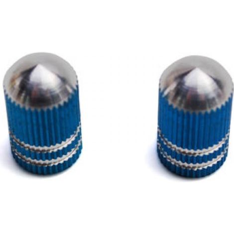 Bouchon de valve forme de balle obus rainuré coloris bleu pour