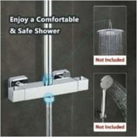 Mitigeur thermostatique de douche carré en laiton chromé – Sorties 3/4 et 1/2 – Température stable jusqu'à 50℃ – Installation murale (1/5)