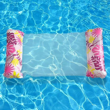Faltbare, aufblasbare Wasserhängematte, Netz-Liegestuhl mit Rückenlehne, Ahornblatt-förmige Schwimmhilfe für Entspannung am Pool, See oder Strand (1/5)