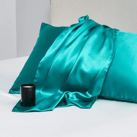 Taie D Oreiller En Soie Synthetique - 51 X 66 Cm - Vert - Pour Cheveux Et Peau - 2 Unites (1/5)