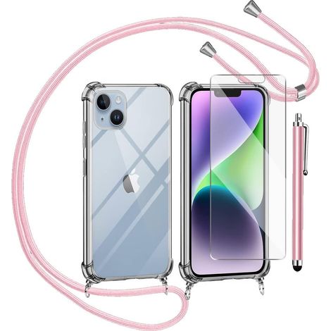 Set für Apple iPhone 14 Plus: Hülle, Schutzglas, Trageband, Stift (pink) (1/5)