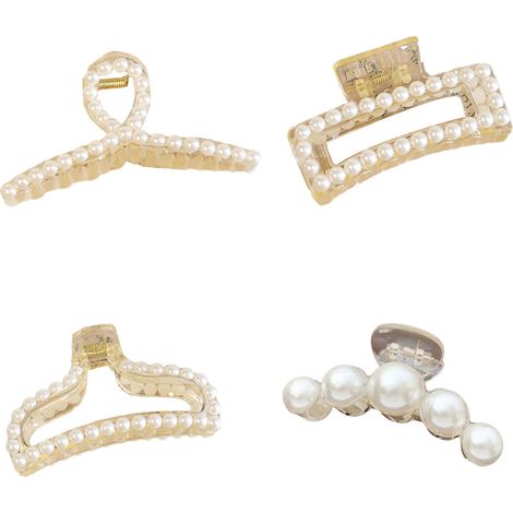 4 pinces à cheveux perle grande taille banane antidérapante maintien fort femme (1/5)