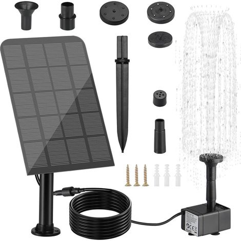 Fontana a Energia Solare 2.5W con Pompa e Filtro, Ideale per Giardino, Vasca per Uccelli, Laghetto e Decorazione Esterno, Funzionamento Automatico