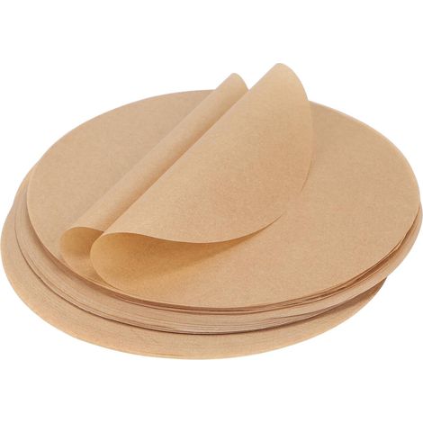 150 x Round Baking Parchment Paper, Diameter 28 cm, Round Parchment Paper, Non-Stick Paper for Cake BBQ Pizza Oven Air Fryer Hamburgur (Brown) (1/5)