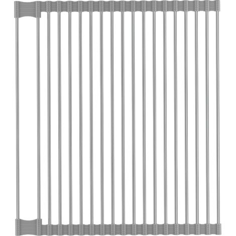 Egouttoir Vaisselle, Portable, Égouttoir à Vaisselle Pliable pour Sécher Fruits, Légumes et Assiettes, Egouttoir Vaisselle INOX, Egoutoire Vessaille Polyvalent, 44x38 cm, Gris (Neuf) (1/5)