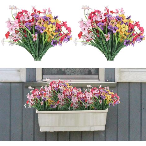 12 Stück Kunstblumen Draußen Künstliche Blumen wie Echt Veilchen Kunstpflanzen Außen Seidenblumen Blumenstrauß Fake Flowers für Balkon Garten Topf Innen Deko 6 Farben (1/5)