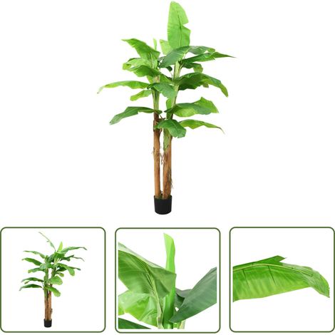 The Living Store Bananier artificiel avec pot 300 cm Vert - Palmier Artificiel - Plante Artificielle - Décoration Intérieure - Plante Verte - Faux Bananier (1/5)