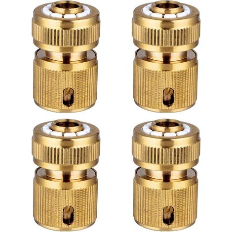 Raccord Rapide Pour Tuyau D Arrosage - Raccord En Laiton 16 mm - Pour Tuyaux De Jardin 1/2 Pouces - Lot De 4 (1/5)