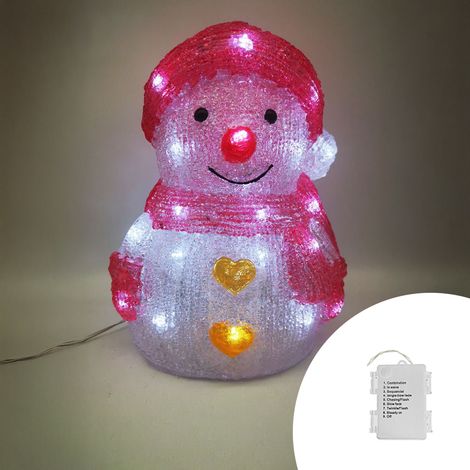 Pupazzo di neve luminoso 3D 30 Led 26cm in acrilico a batteria Wisdom (1/2)