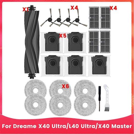 Pour aspirateur robot X40 Ultra/L40 Ultra/X40 Master : brosse latérale principale, filtre HEPA, lingette de nettoyage et sacs à poussière (1/5)